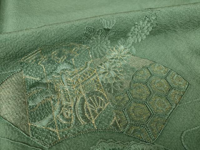 平和屋着物●訪問着 総刺繍 貝桶花文 正絹 逸品 AABK3913ck