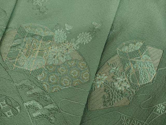 平和屋着物●訪問着 総刺繍 貝桶花文 正絹 逸品 AABK3913ck