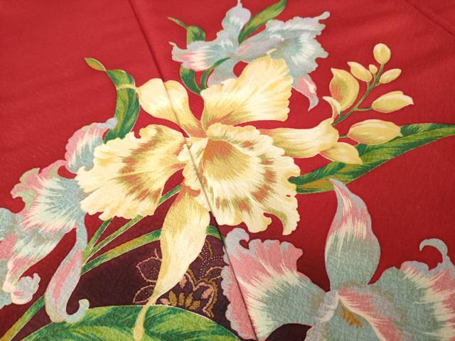 平和屋着物●豪華振袖 刺繍 草花文 正絹 逸品 AABK3914ck