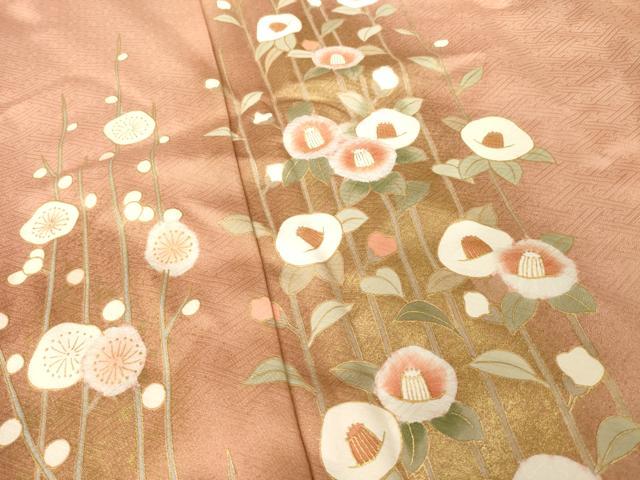 平和屋着物●訪問着 草花文 暈し染め 金彩 正絹 逸品 AABK3918ck