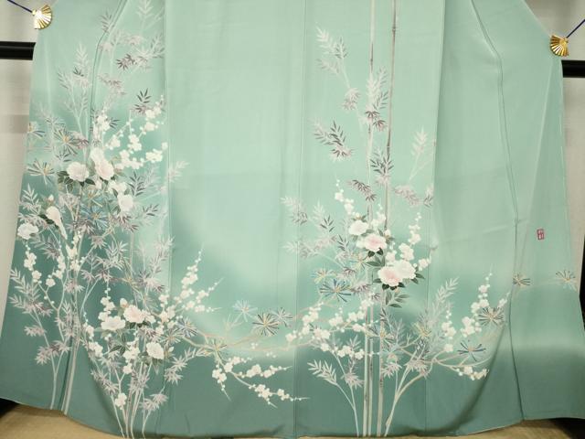 平和屋着物●訪問着 友禅 作家物 草花文 暈し染め 正絹 逸品 AABK3927ck