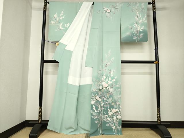 平和屋着物●訪問着 友禅 作家物 草花文 暈し染め 正絹 逸品 AABK3927ck