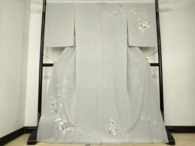 平和屋着物●訪問着 友禅 枝花文 ロング丈 正絹 逸品 AABK3939ck