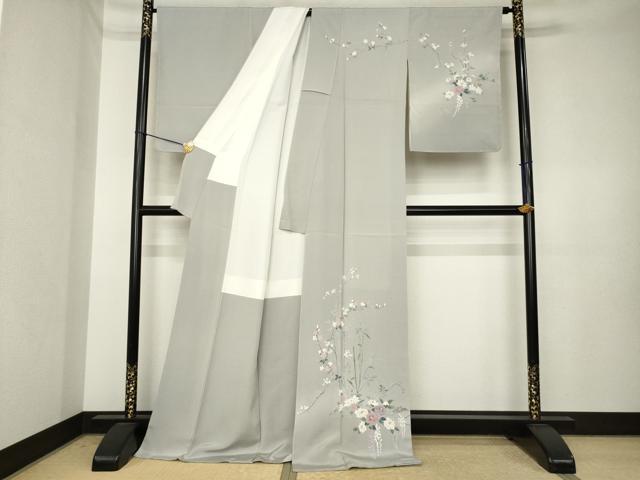 平和屋着物●訪問着 友禅 枝花文 ロング丈 正絹 逸品 AABK3939ck