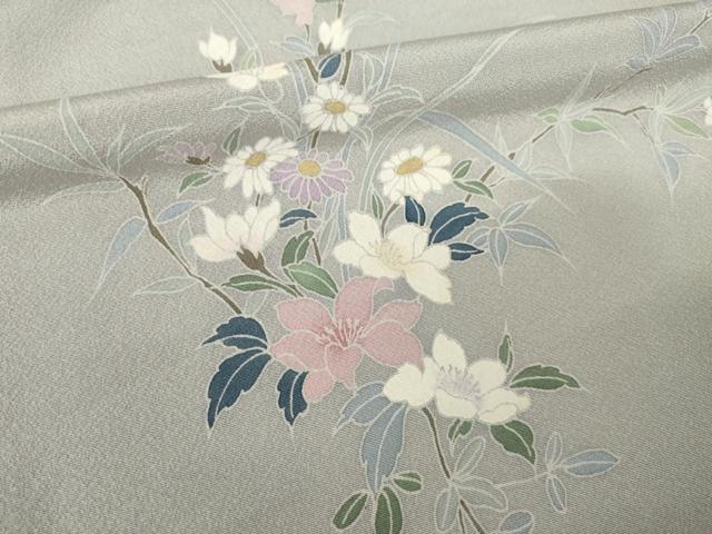 平和屋着物●訪問着 友禅 枝花文 ロング丈 正絹 逸品 AABK3939ck