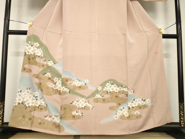 平和屋着物●ファッションデザイナー 花井幸子 訪問着 刺繍 エ霞桜尽くし 暈し染め 金彩 正絹 逸品 AABK3942ck