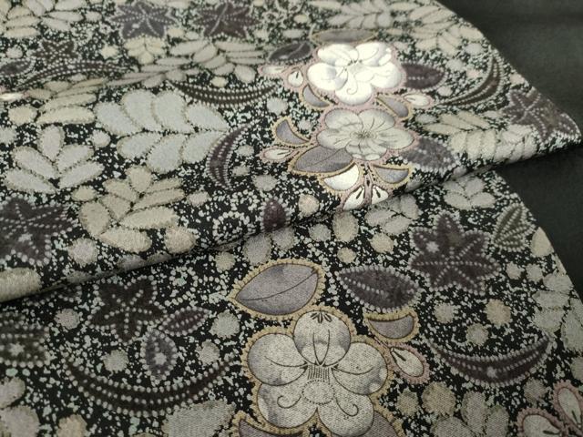 平和屋着物●訪問着 辻が花 流水花文 黒地 正絹 逸品 AABK3943ck
