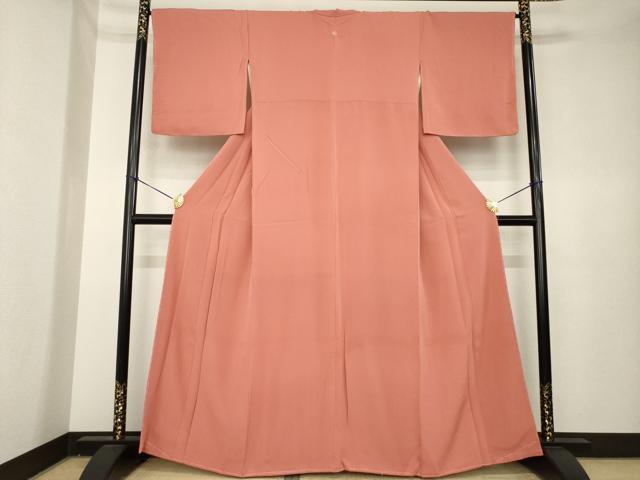 平和屋着物●上質な色無地 甚三紅色 正絹 逸品 AABK3953ck