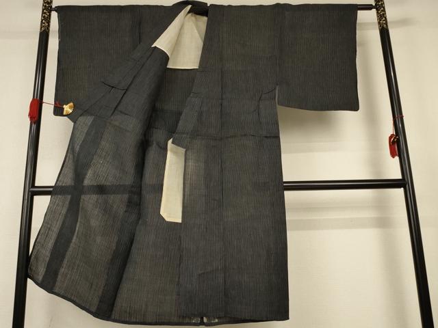 平和屋着物*夏物 男性 上布 縞 麻 逸品 AABK3963jd
