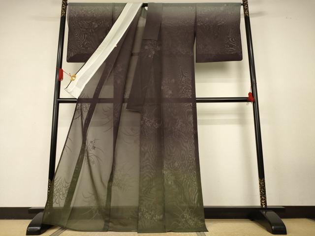 平和屋着物*夏物 訪問着 草花紋紗 暈し染め 高島屋扱い 正絹 逸品 AABK3979jd