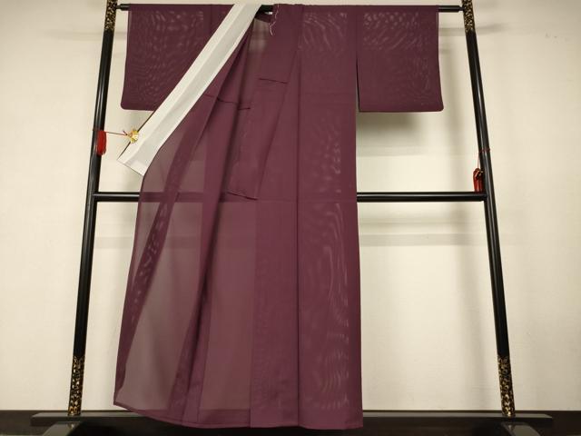 平和屋着物*夏物 色無地 絽 似せ紫色 洗える着物 AABK3982jd