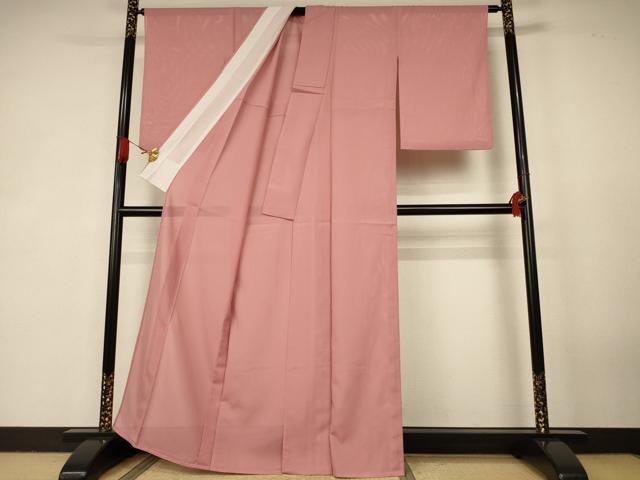 平和屋着物*夏物 色無地 絽 洗朱色 洗える着物 AABK3983jd
