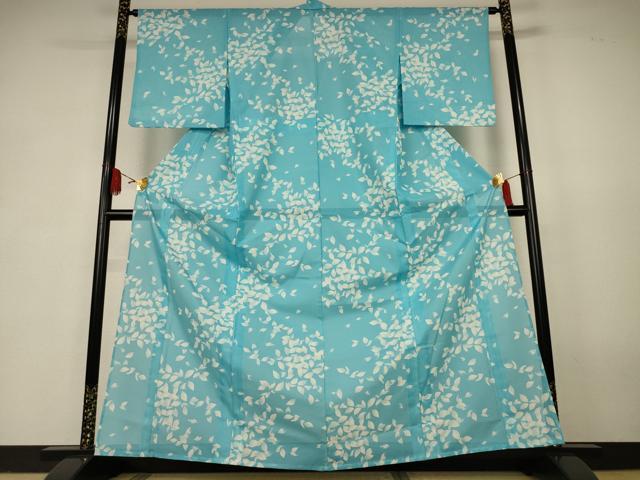 平和屋着物*夏物 小紋 絽 舞花文 洗える着物 AABK3994jd
