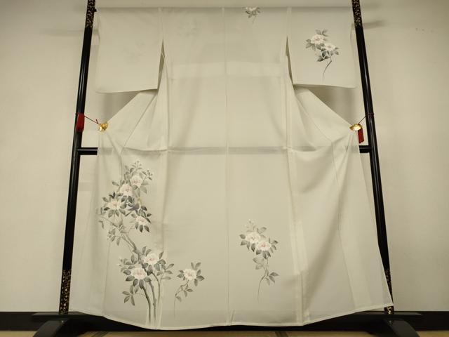 平和屋着物*夏物 訪問着 絽 手描き 花鳥文 銀彩 正絹 逸品 AABK4005jd
