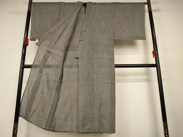 平和屋着物*夏物 男性 小千谷ちぢみ 縞 麻 逸品 AABK4009jd