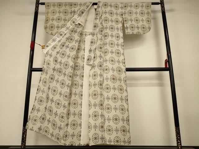 平和屋着物*夏物 小紋 ちぢみ織 幾何学丸文 AABK4016jd