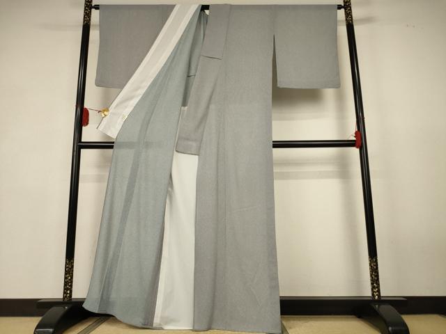平和屋着物*夏物 江戸小紋 絽 万筋 青色×白色 両面染め さんび謹製 洗える着物 AABK4030jd