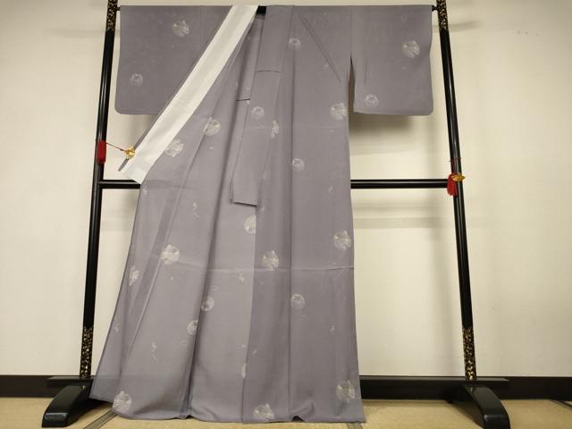 平和屋着物*夏物 小紋 絽 舞葉丸文 正絹 逸品 AABK4037jd