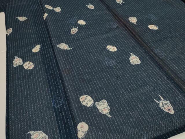 平和屋着物*夏物 小紋 絽 能面 洗える着物 AABK4049jd