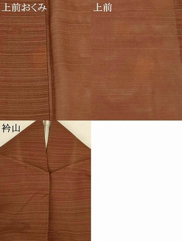 平和屋着物*夏物 色無地 変わり絽 流水紋紗 茶褐色 正絹 逸品 AABK4050jd