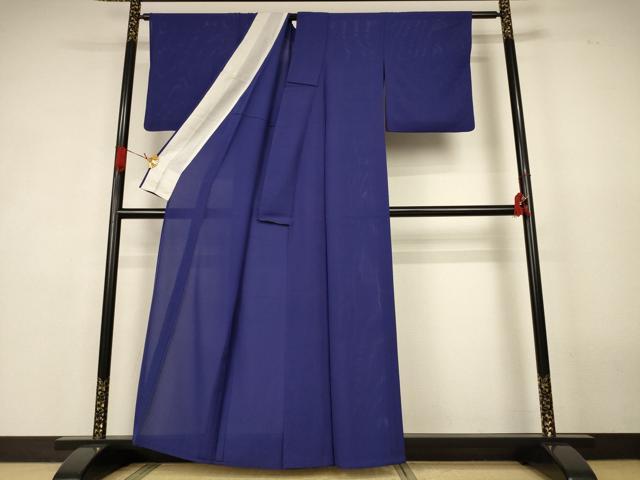 平和屋着物*夏物 色無地 絽 紺藍色 正絹 逸品 AABK4052jd