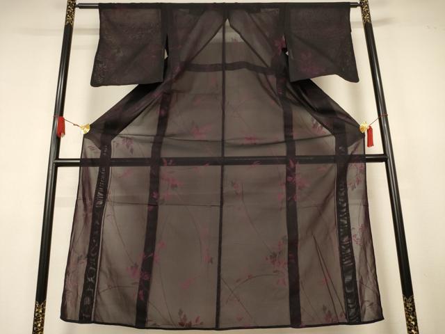 平和屋着物*夏物 小紋 紗 草花文 正絹 逸品 AABK4061jd