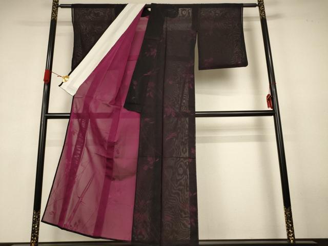 平和屋着物*夏物 小紋 紗 草花文 正絹 逸品 AABK4061jd