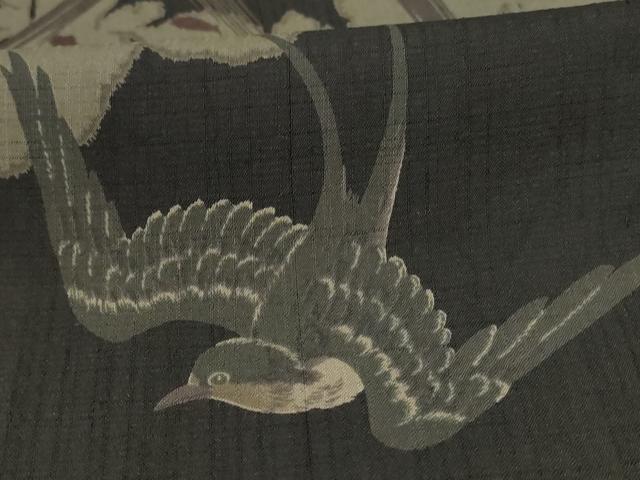 平和屋着物●夏物 撫松庵 振袖・浴衣兼用 セオアルファ 花鳥文 洗える着物 AABK4082jd
