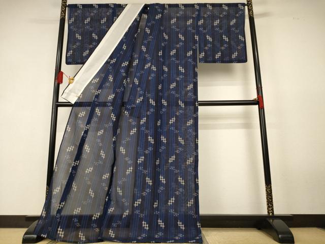 平和屋着物*夏物 本場琉球絣 夏琉球 さが美扱い ロング丈 正絹 逸品 AABK4084jd