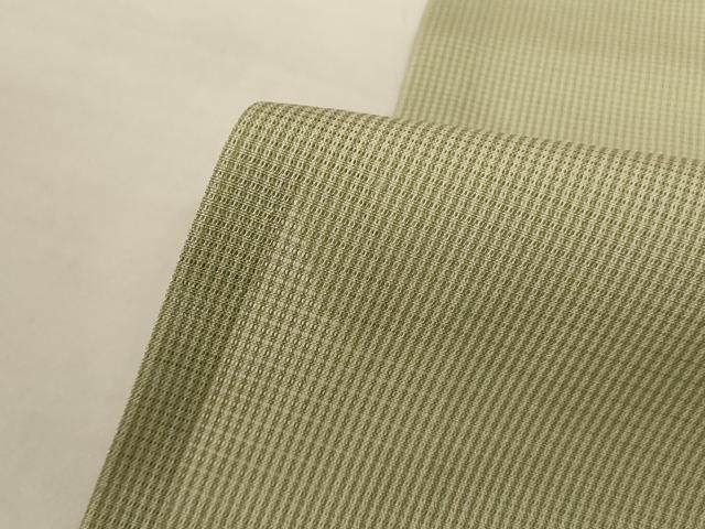 平和屋着物*夏物 伝統工芸師 服部光擴 江戸小紋 絽 万筋 緑色×白色 反端付き 正絹 逸品 AABK4105jd