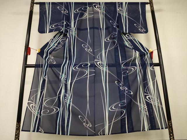平和屋着物*夏物 小紋 絽 幾何学文様 洗える着物 AABK4109jd