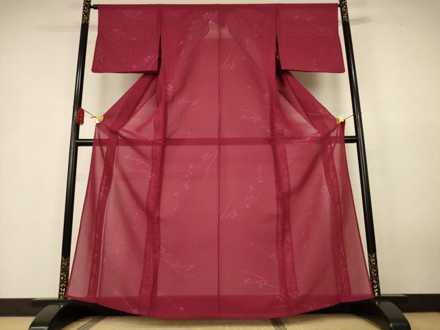 平和屋着物*夏物 小紋 紗 草花文 正絹 逸品 AABK4112jd