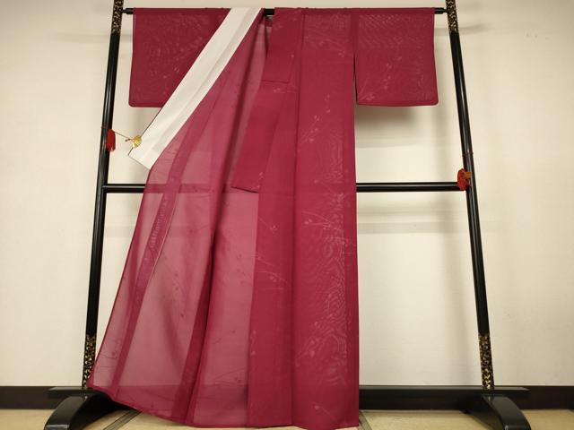 平和屋着物*夏物 小紋 紗 草花文 正絹 逸品 AABK4112jd