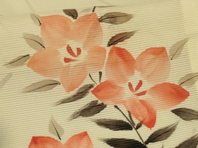平和屋着物*夏物 訪問着 絽 手描き 草花文 洗える着物 AABK4119jd