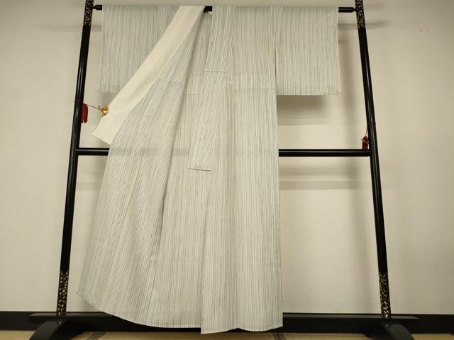 平和屋着物*夏物 銀座きしや 小紋 絽 縞 反端付き 正絹 逸品 AABK4128jd