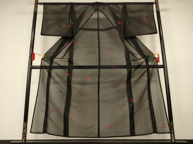 平和屋着物*夏物 小紋 紗 草花文 正絹 逸品 AABK4134jd