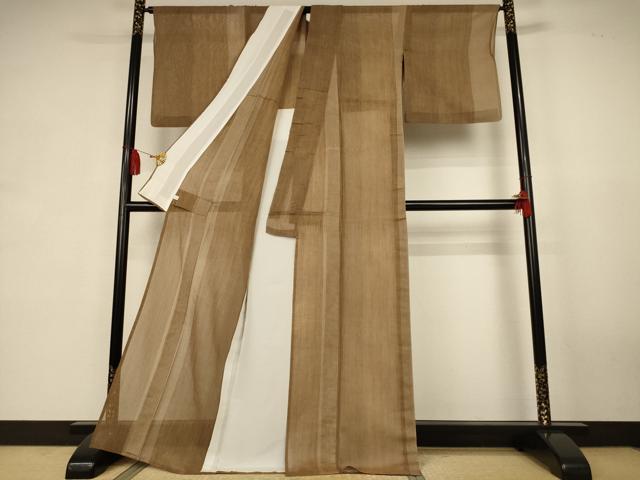 平和屋着物*夏物 紗紬 夏柿泥 越後おぐに「くるまや」工房 小千谷織物 証紙付き 正絹 逸品 AABK4160jd