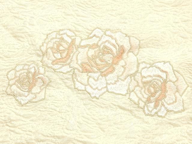 平和屋本店▼和装小物 帯揚げ Wa de Modern 刺繍 薔薇 金糸 金通し地 正絹 逸品 未使用 AABK4168ay