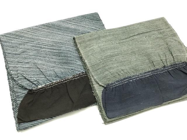 平和屋着物▼男性 和装小物 兵児帯2点 紬地 斜縞 縞 正絹 逸品 AABK4181ay
