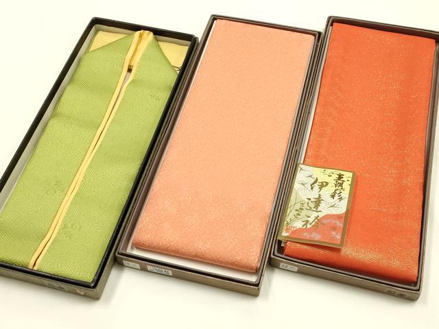 平和屋着物▼和装小物 重ね衿・伊達衿 まとめて3点 金糸 金通し地 逸品 AABK4188ay