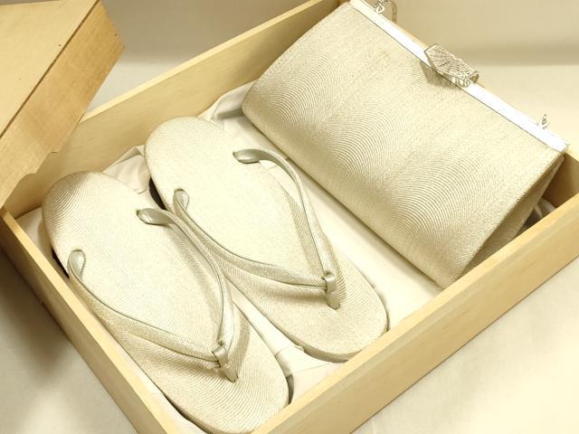 平和屋着物▼和装小物 和装バッグ・草履セット ハンドバッグ チェーンバッグ クラッチバッグ 金銀糸 逸品 AABK4209ay