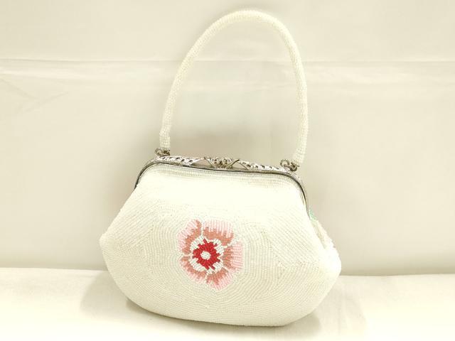 平和屋着物▼和装小物 和装バッグ・草履セット ビーズ ハンドバッグ 花柄 逸品 AABK4214ay