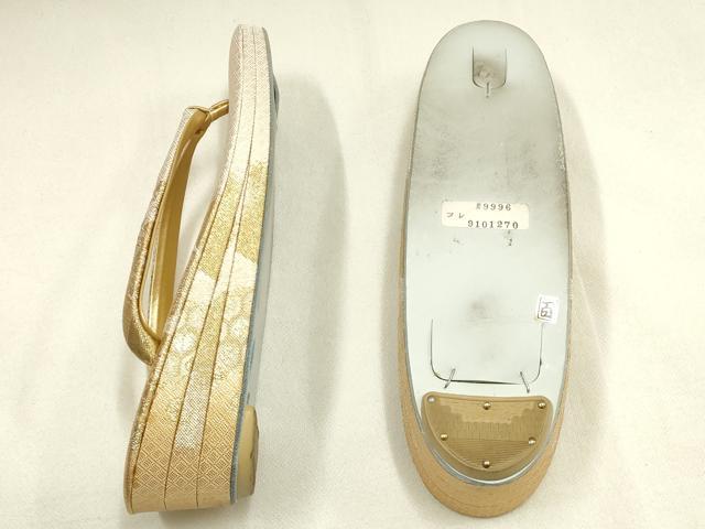 平和屋着物▼和装小物 和装バッグ・草履セット 佐賀錦 ハンドバッグ チェーンバッグ クラッチバッグ 金糸 逸品 AABK4215ay