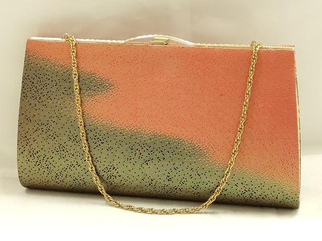 平和屋着物▼和装小物 和装バッグ・草履セット 佐賀錦 ハンドバッグ クラッチバッグ 流水扇面花文 金糸 帯地使用 逸品 AABK4216ay