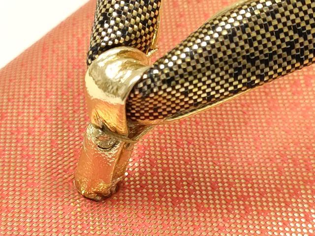 平和屋着物▼和装小物 和装バッグ・草履セット 佐賀錦 ハンドバッグ クラッチバッグ 流水扇面花文 金糸 帯地使用 逸品 AABK4216ay