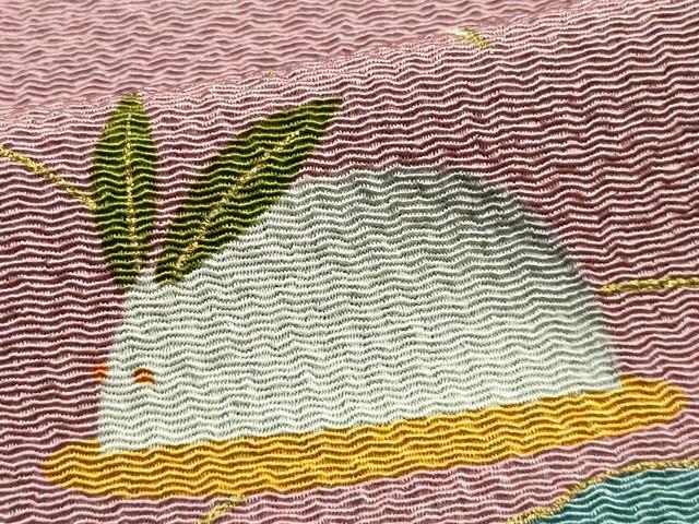 平和屋本店▼ファッションデザイナー 花井幸子 和装小物 風呂敷 雪芝 兎 金彩 共箱付き 正絹 逸品 AABK4239ay