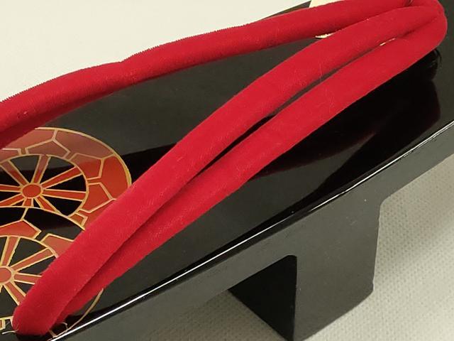 平和屋着物●和装小物 下駄 伊と忠 桐下駄 蒔絵 源氏車 鼻緒:赤 逸品 未使用 AABK4280ay
