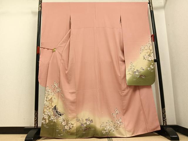 平和屋着物●豪華振袖 女人花文 暈し染め 金彩 やまと誂製 正絹 逸品 AABK4297ph