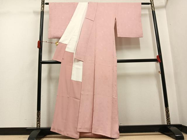 平和屋着物●上質な色無地 草花地紋 一斤染色 西武百貨店扱い 正絹 逸品 AABK4302ph