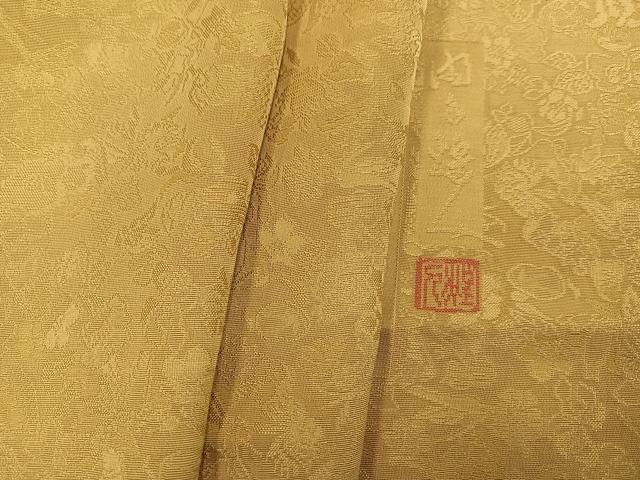 平和屋着物●本加賀友禅作家 由水煌人監修 色無地 草花地紋 枯色 正絹 逸品 AABK4303ph